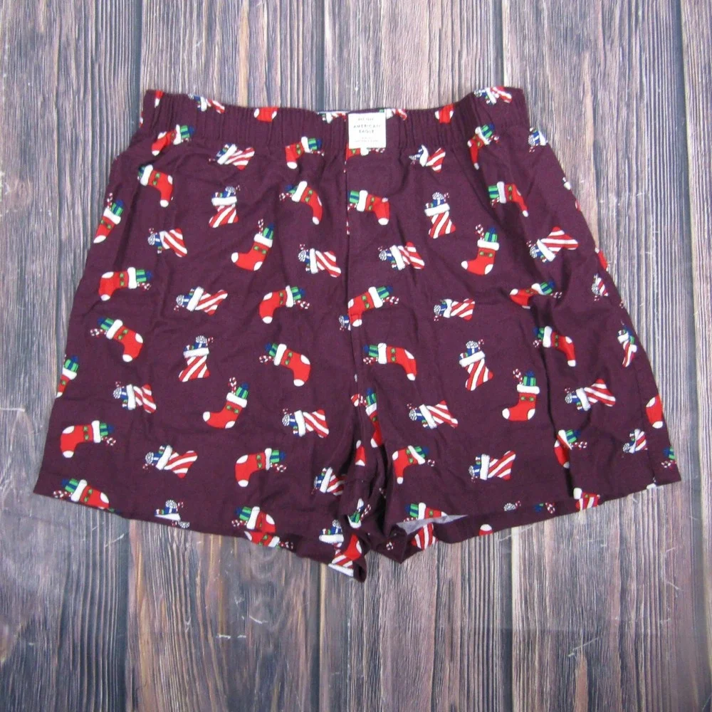 American Eagle NEW Mens Medium Boxer Shorts‎ Red Christmas Stocking Stuffer Gift